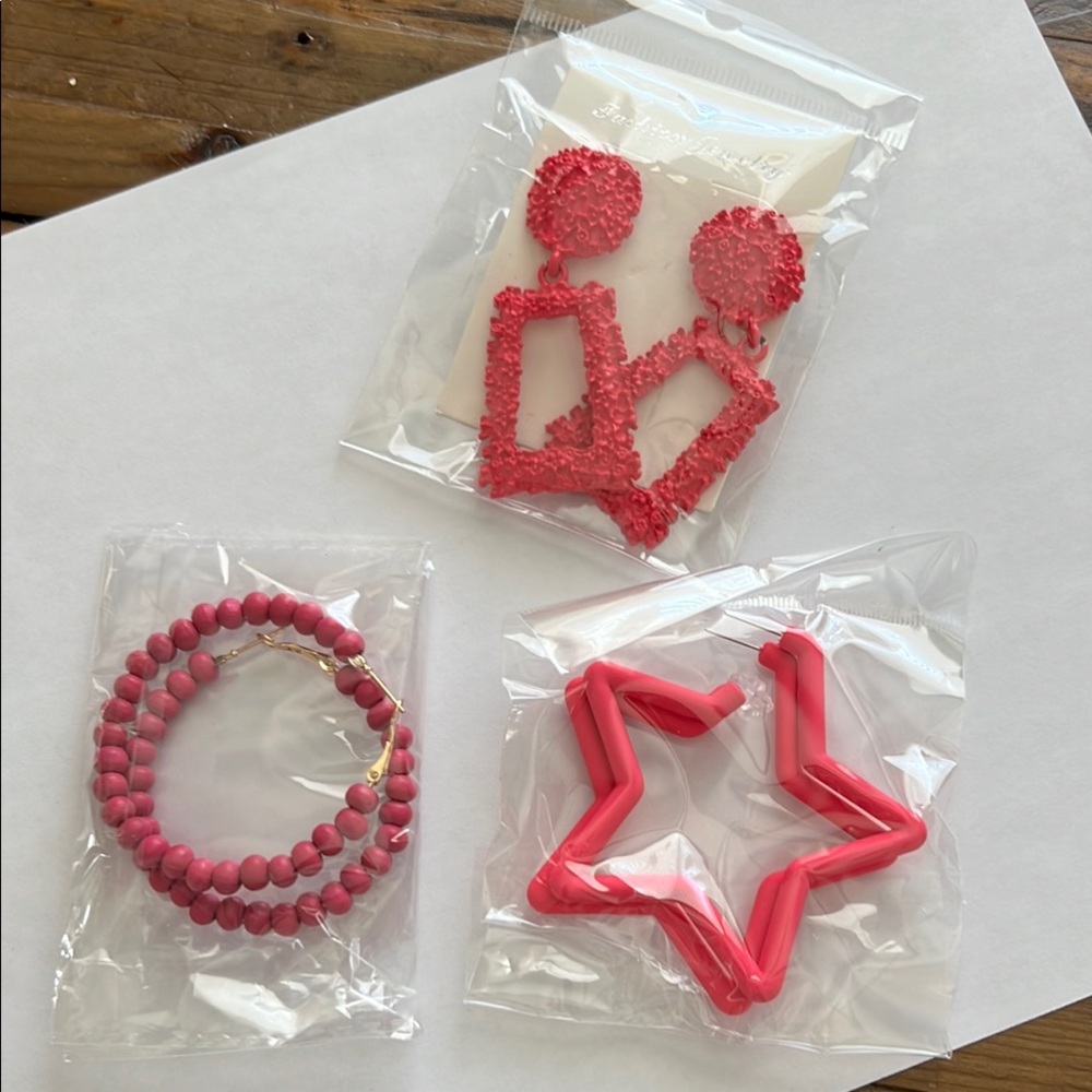 Bright pink fashion earrings!